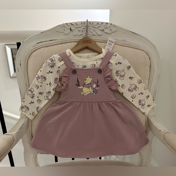 Disney Other - 💕 6~12 Mth Baby Winnie the Pooh Ruffle Dress with Ivory Top NWT